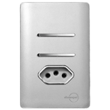 Conjunto Interruptor Duplo Simples + Tomada 10A 4x2 - Novara Prata Cromado